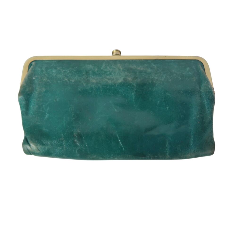 Hobo Lauren Clutch Wallet Dark Green Leather Cards Fold Envelope